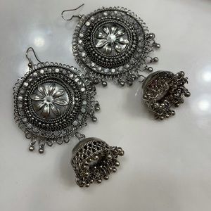 Black metal earrings